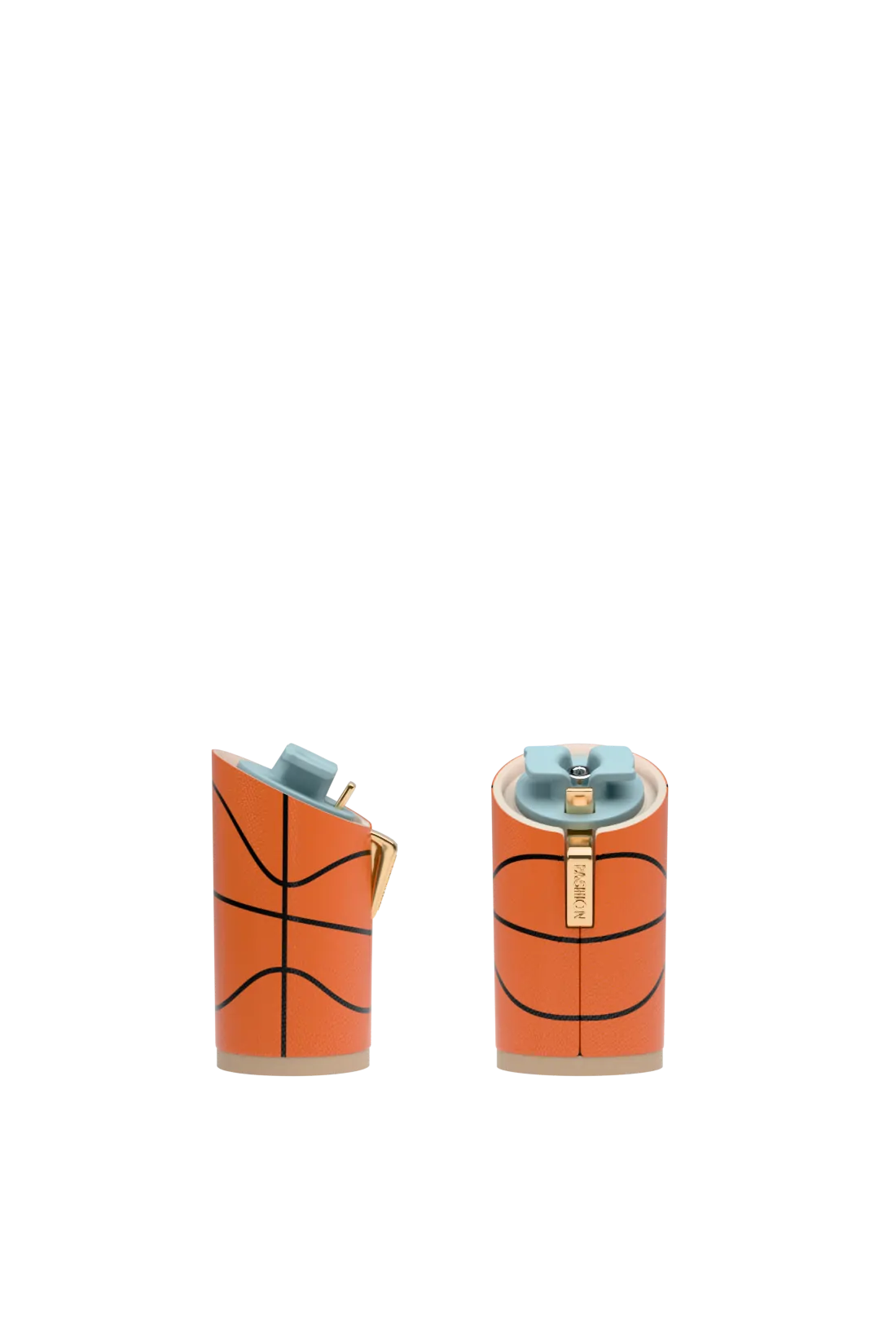 pair of cylinder block heel kit for convertible heels with basketball orange pebble leather