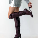 Blake Knee High Boot - Cherry Mocha Leather 3 Stiletto