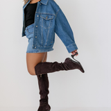 Blake Knee High Boot - Chocolate Suede 4 Stiletto