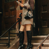 Blake Knee High Boot - Coal Black Leather 3 Block