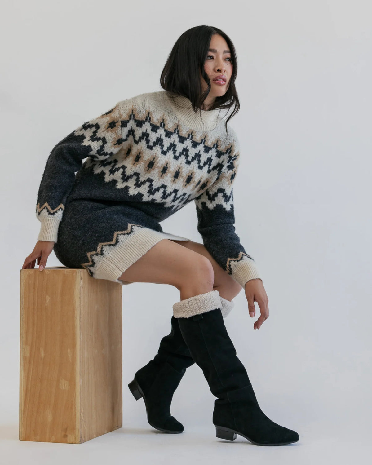 The Blake Boot - Coal Black Suede Sherpa