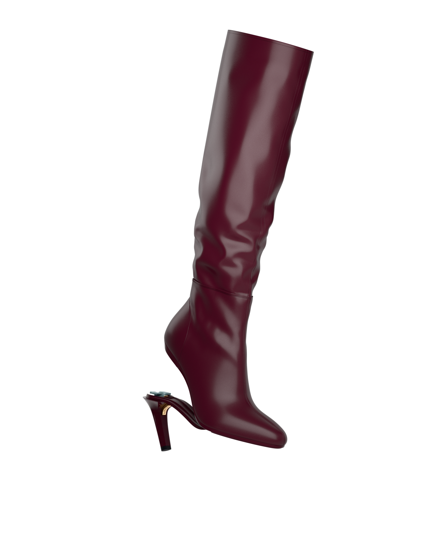 Blake Knee High Boot - Cherry Mocha Leather 4 Stiletto