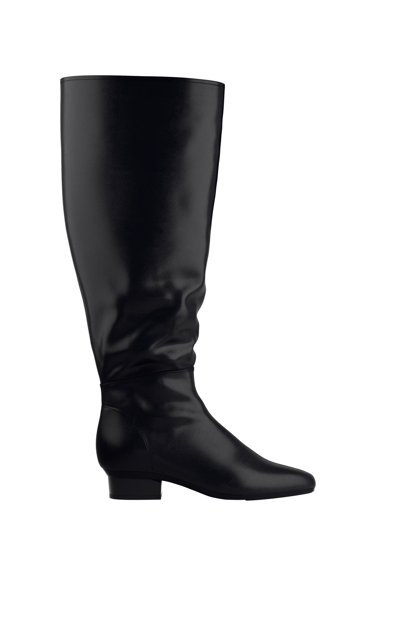 The Blake Boot Wide Calf - Coal Leather Flat