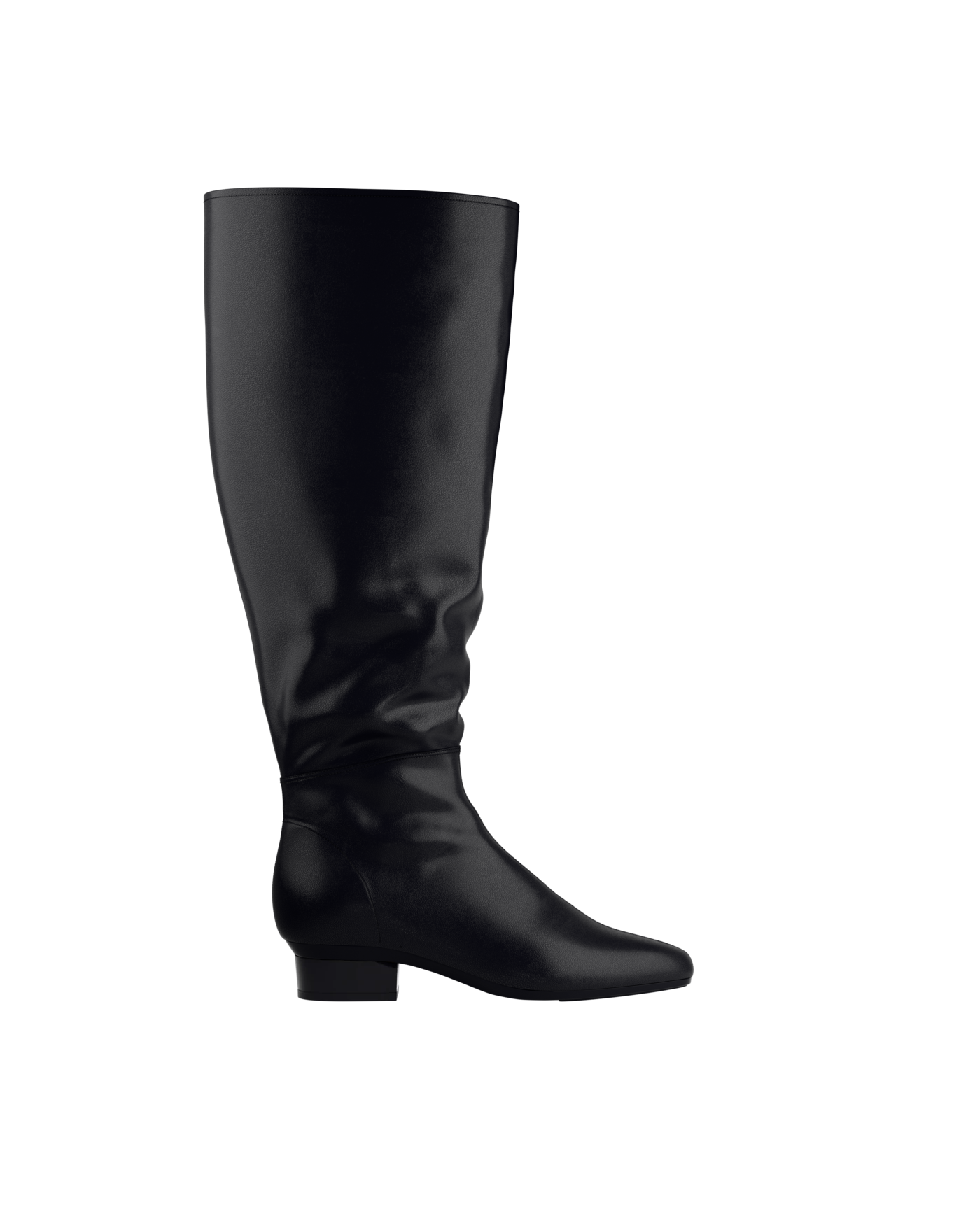 Blake Boot Wide Calf - Coal Black Leather Flat