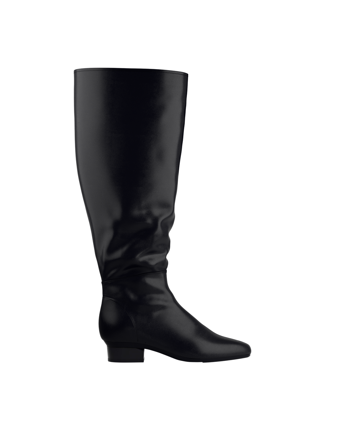 The Blake Boot Wide Calf - Coal Black Leather Flat