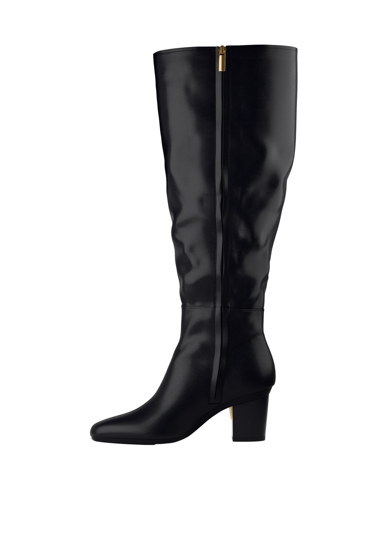 The Blake Boot Wide Calf - Coal Leather 3" Block