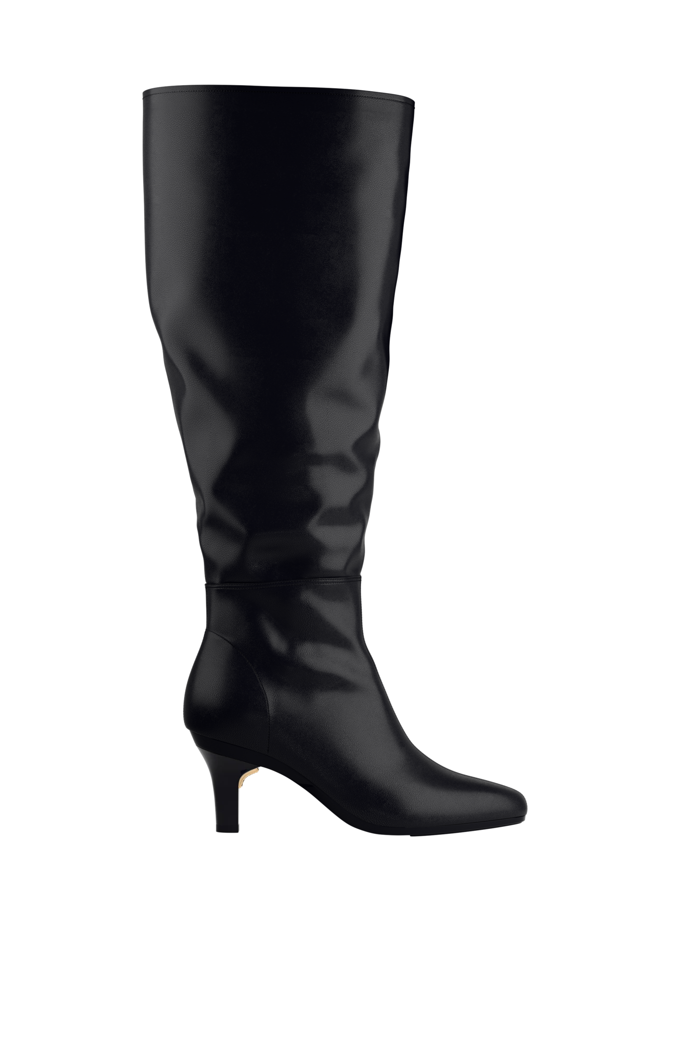 The Blake Boot Wide Calf - Coal Leather 3 Stiletto