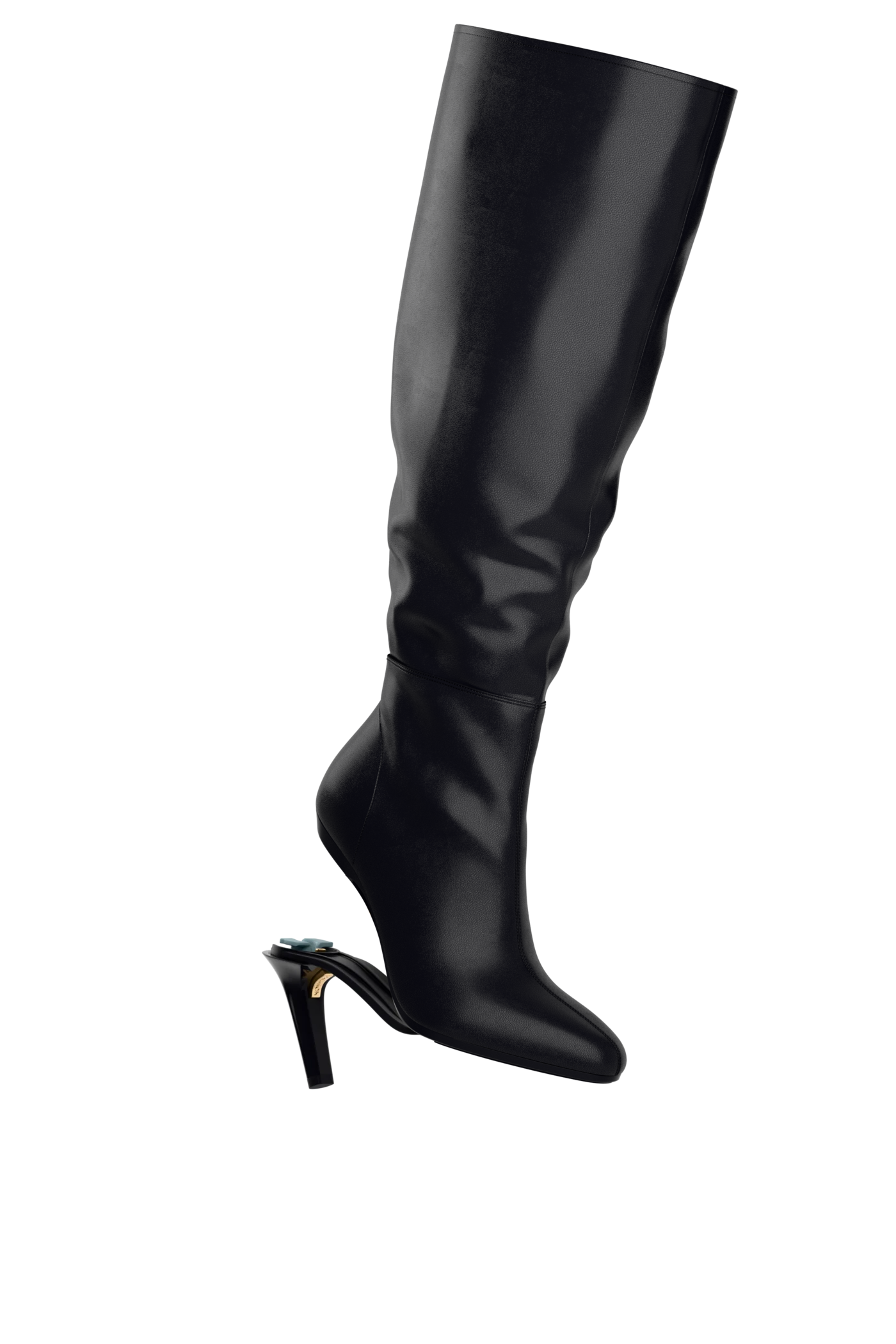 The Blake Boot Wide Calf - Coal Leather 4 Stiletto