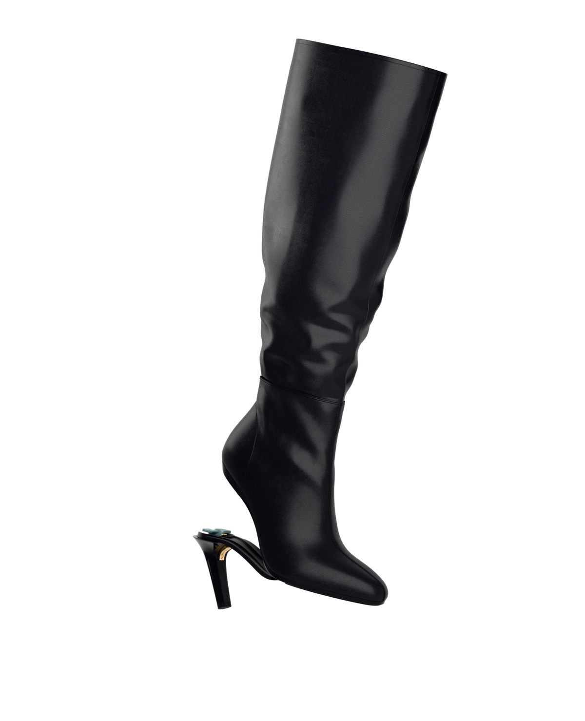The Blake Boot Wide Calf - Coal Black Leather 4 Stiletto