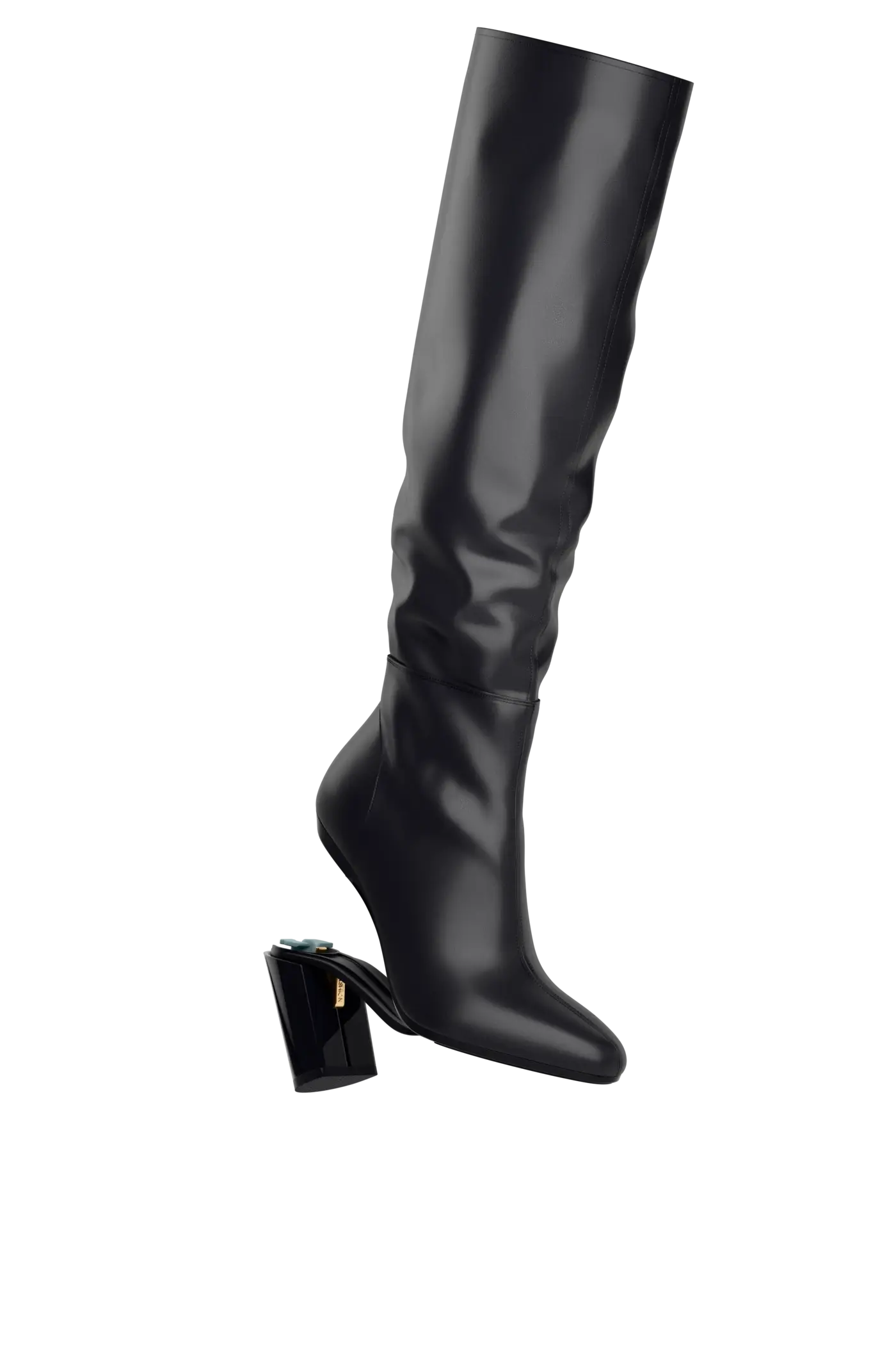 The Blake Knee High Boot - Coal Leather 4 Block