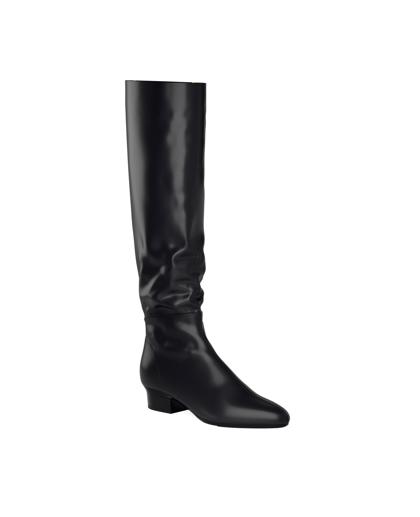 Blake Knee High Boot - Coal Black Leather 3 Block