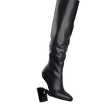 Blake Knee High Boot - Coal Black Leather 4 Block