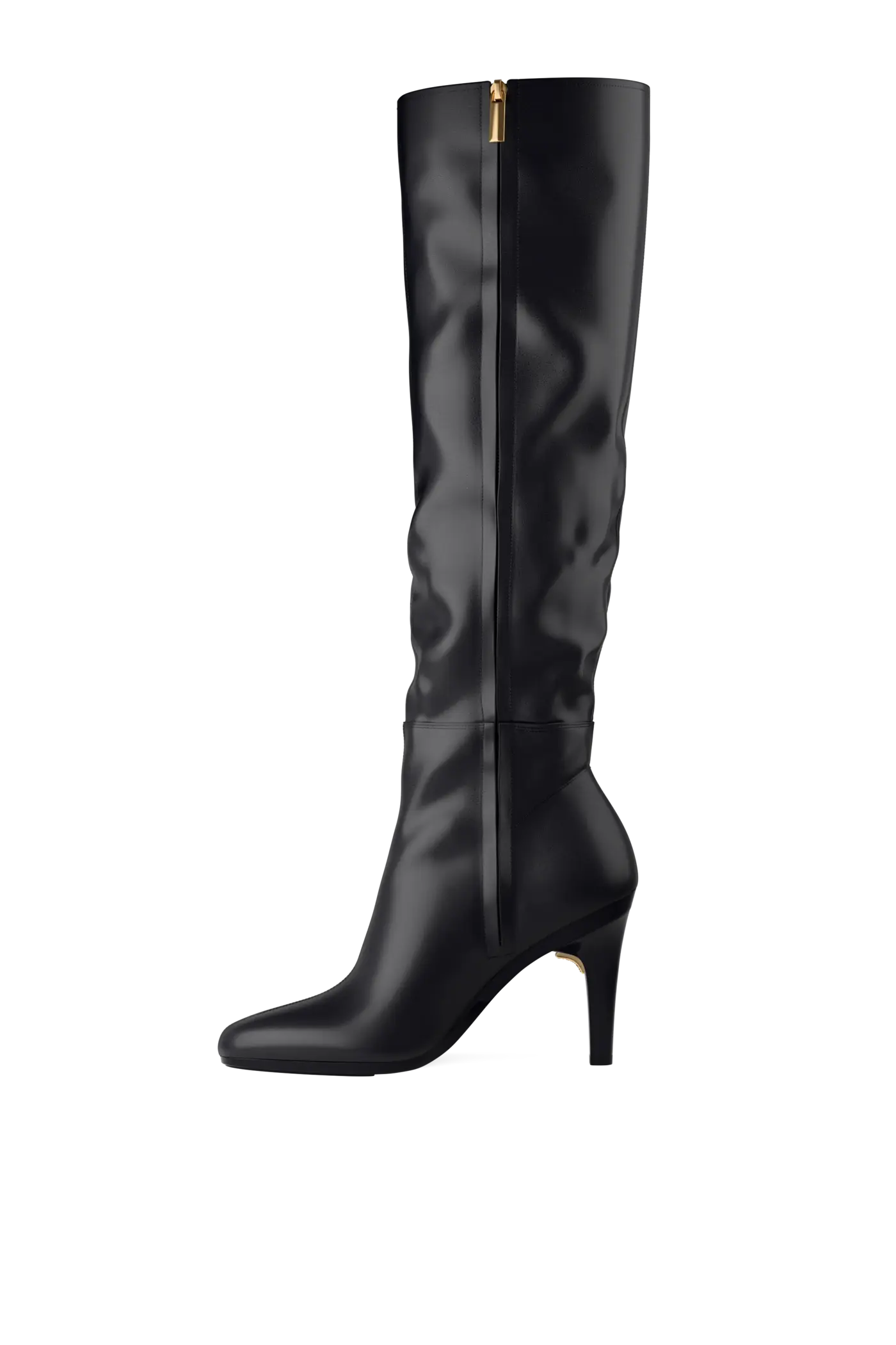 The Blake Knee High Boot - Coal Leather 4 Stiletto