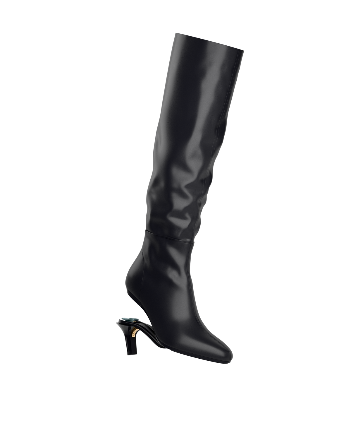 The Blake Knee High Boot - Coal Black Leather 3 Stiletto