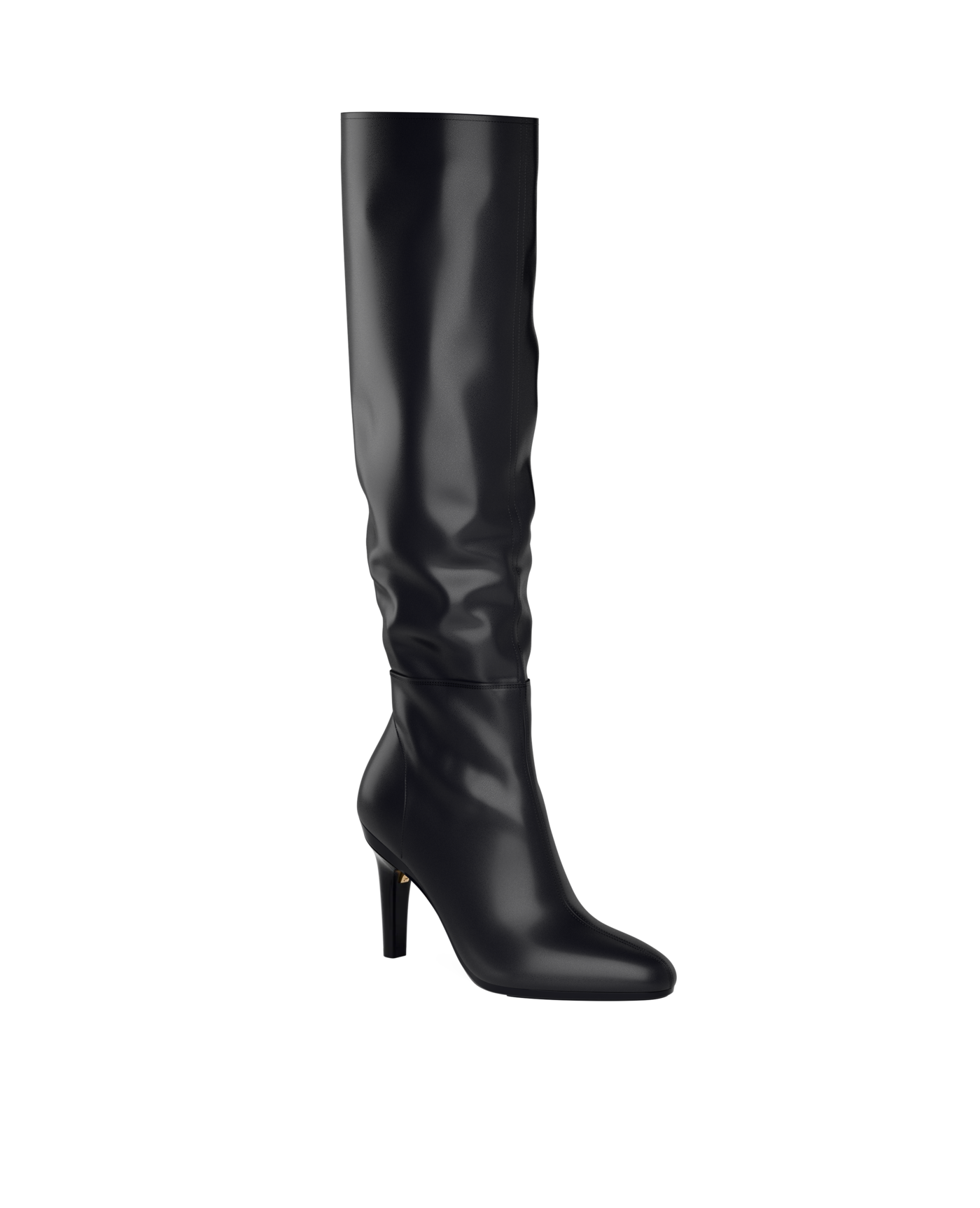 Blake Knee High Boot - Coal Black Leather 4 Stiletto