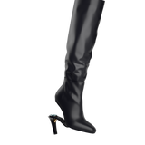 Blake Knee High Boot - Coal Black Leather 4 Stiletto