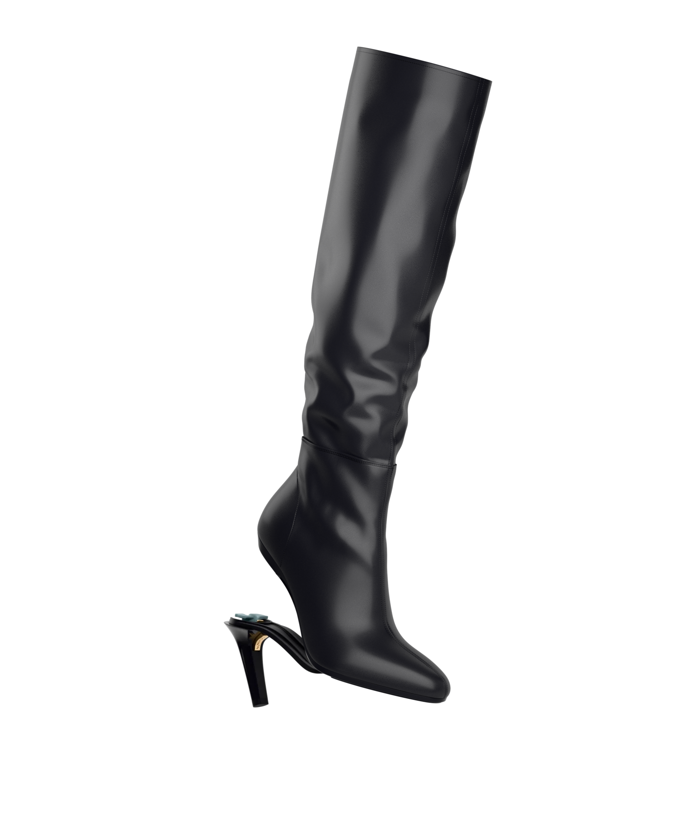 Blake Knee High Boot - Coal Black Leather 4 Stiletto