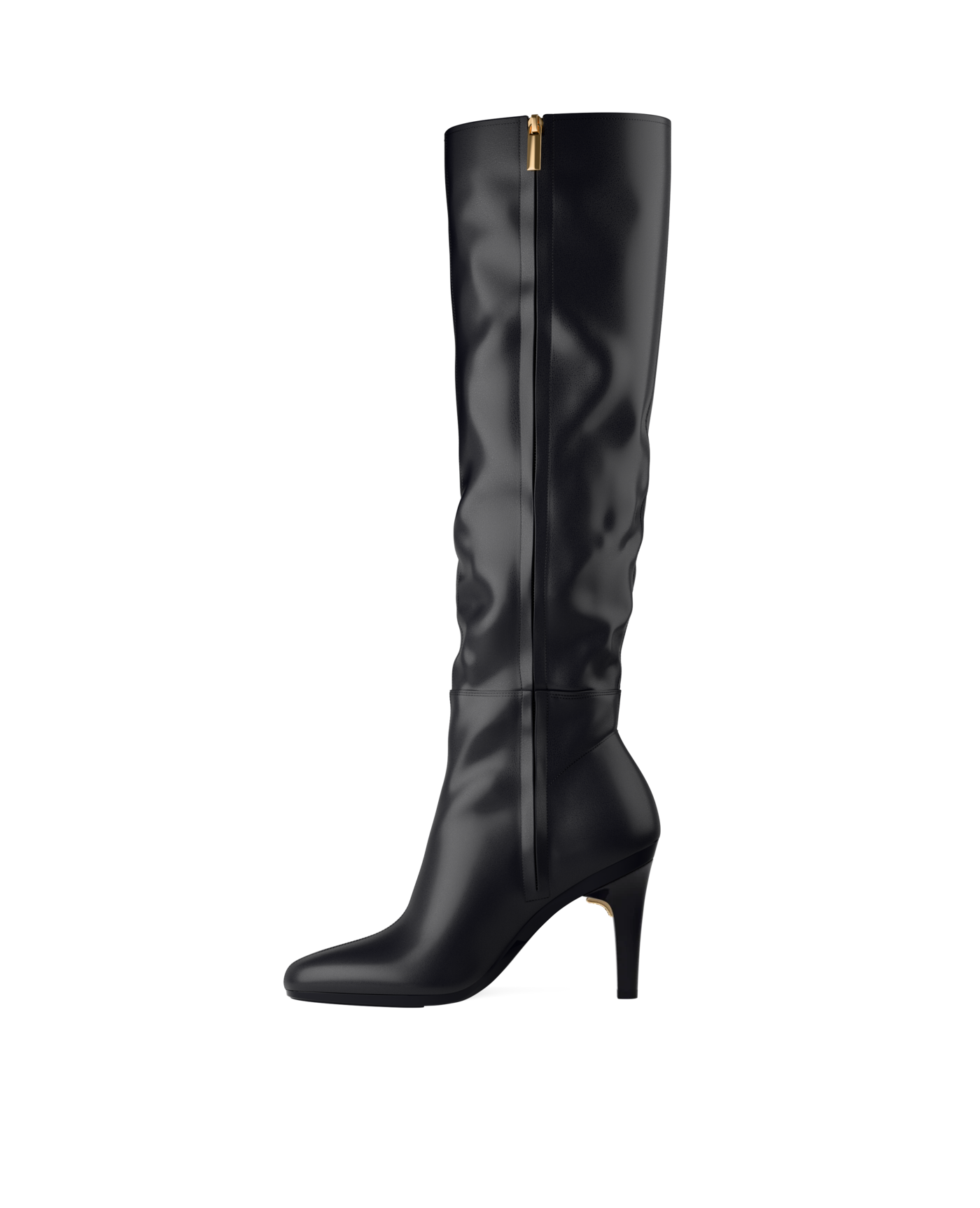 Blake Knee High Boot - Coal Black Leather 4 Stiletto
