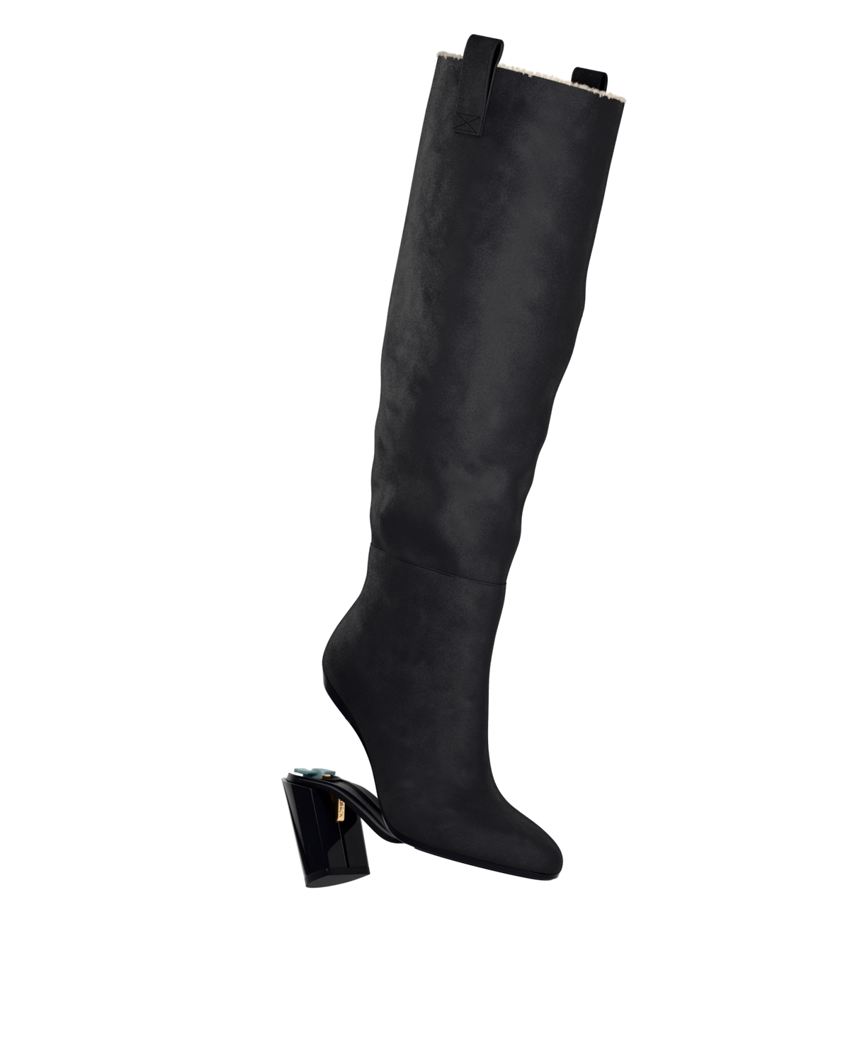 The Blake Boot - Coal Black Suede Sherpa 4 Block