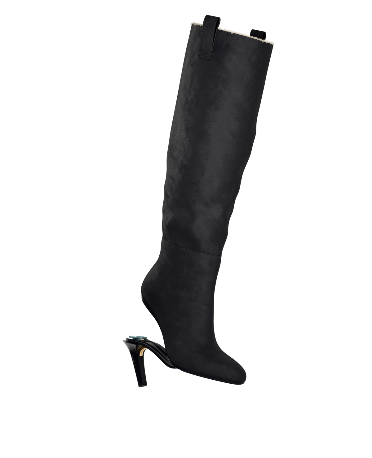 The Blake Boot - Coal Black Suede Sherpa 4 Stiletto