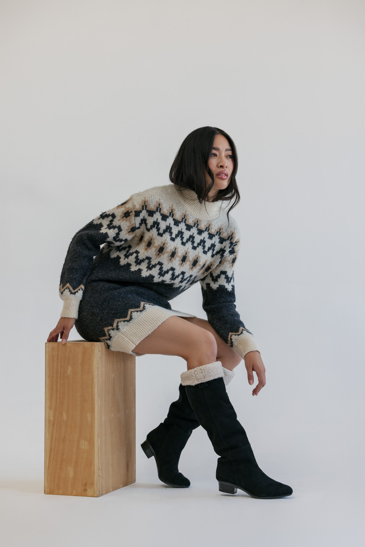 The Blake Boot - Coal Suede Sherpa 3 Block