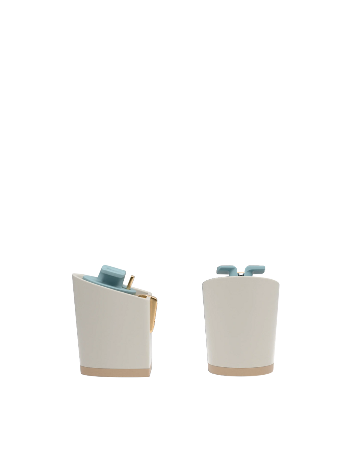 Block Heel Kit 3 Bone, back view. Pashion convertible heels go from heel to flat and are customizable with interchangeable heel kits.