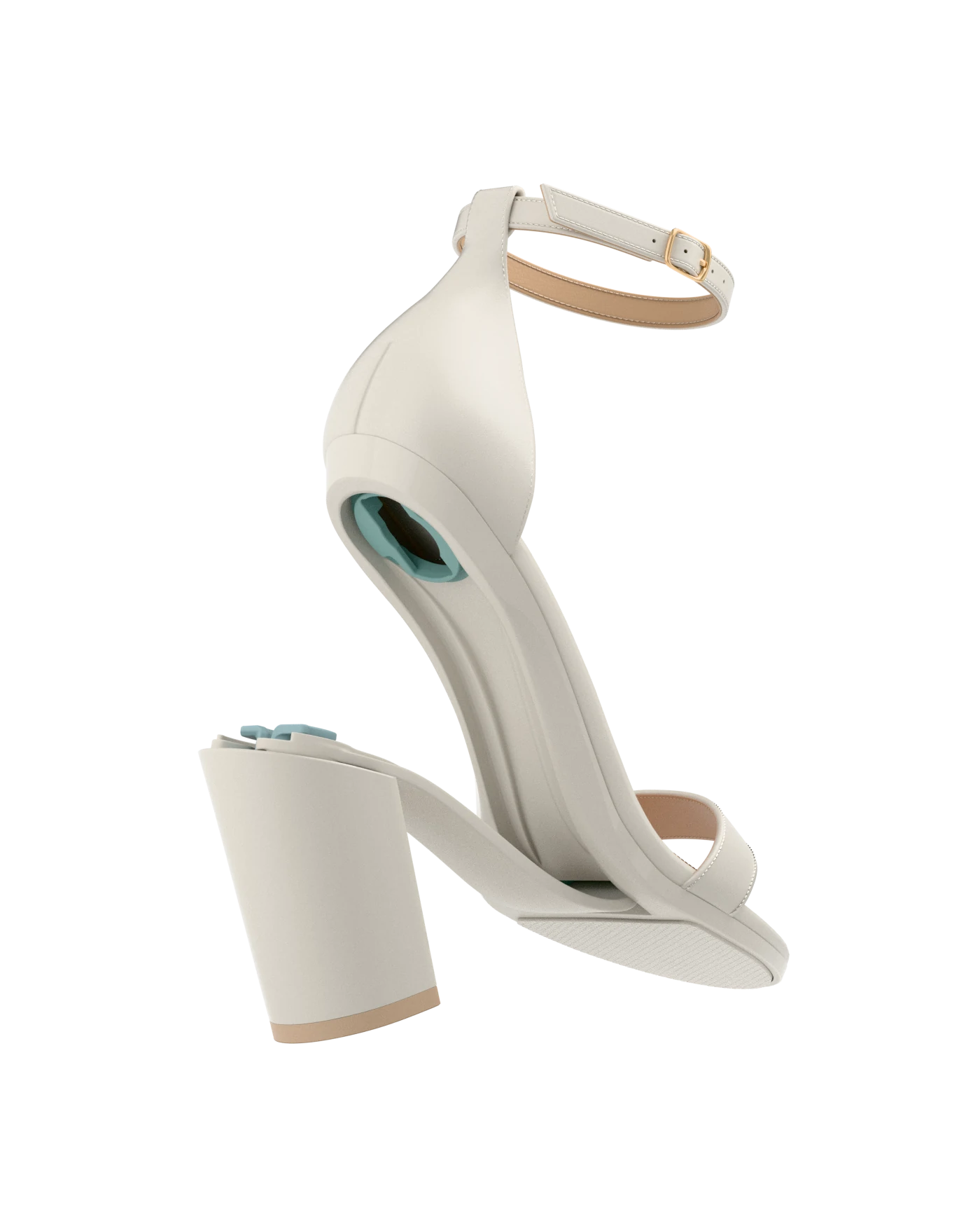 Stelo - Bone, detail view. Pashion convertible heels go from heel to flat and are customizable with interchangeable heel kits.