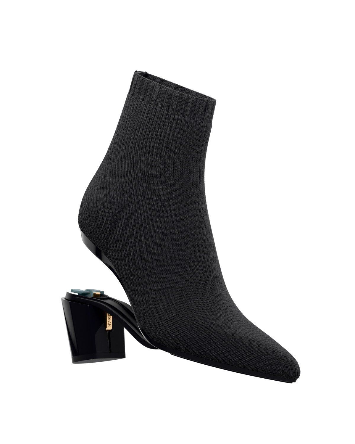 The Bootie - Coal Black Knit 3 Block