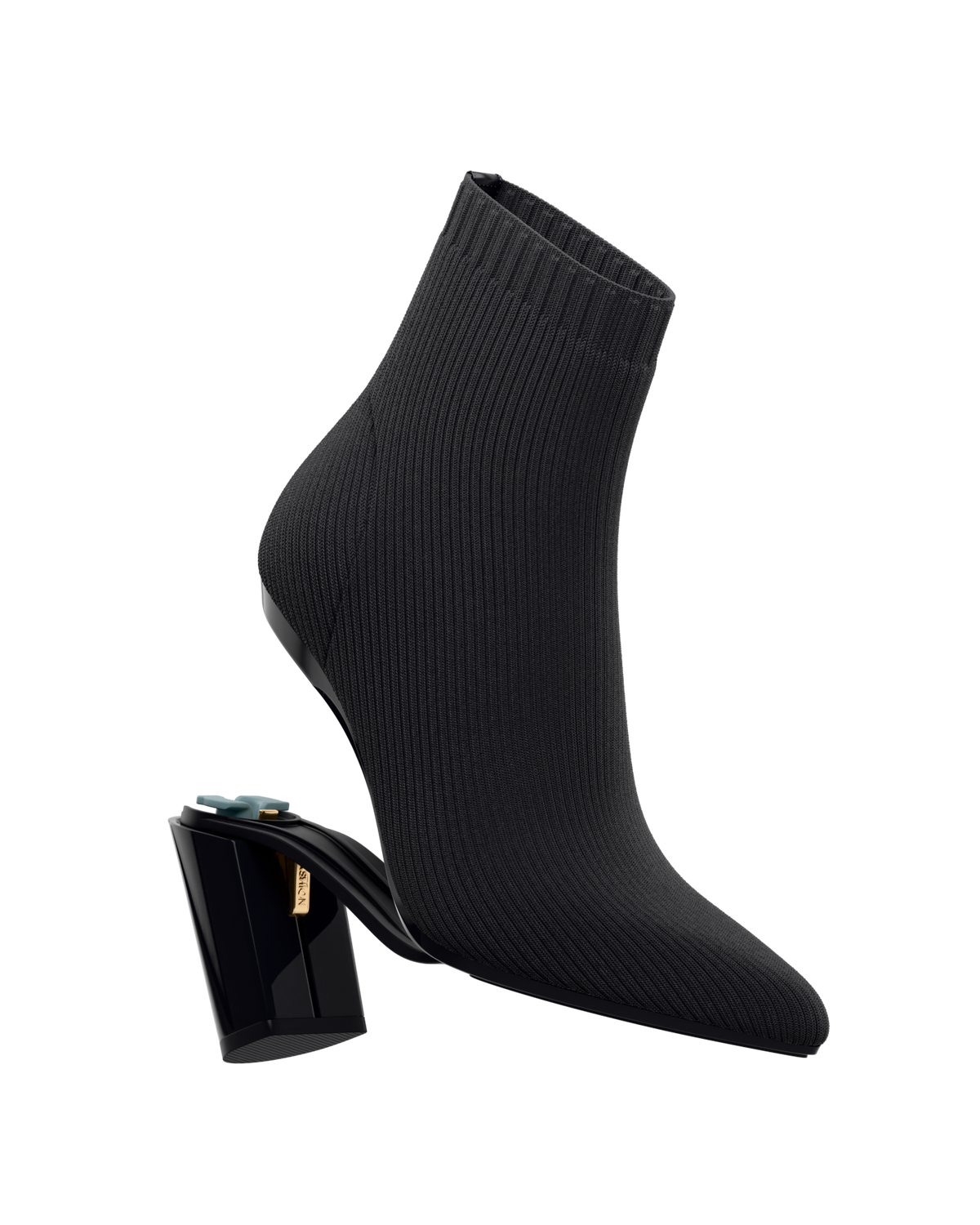 The Bootie - Coal Black Knit 4 Block