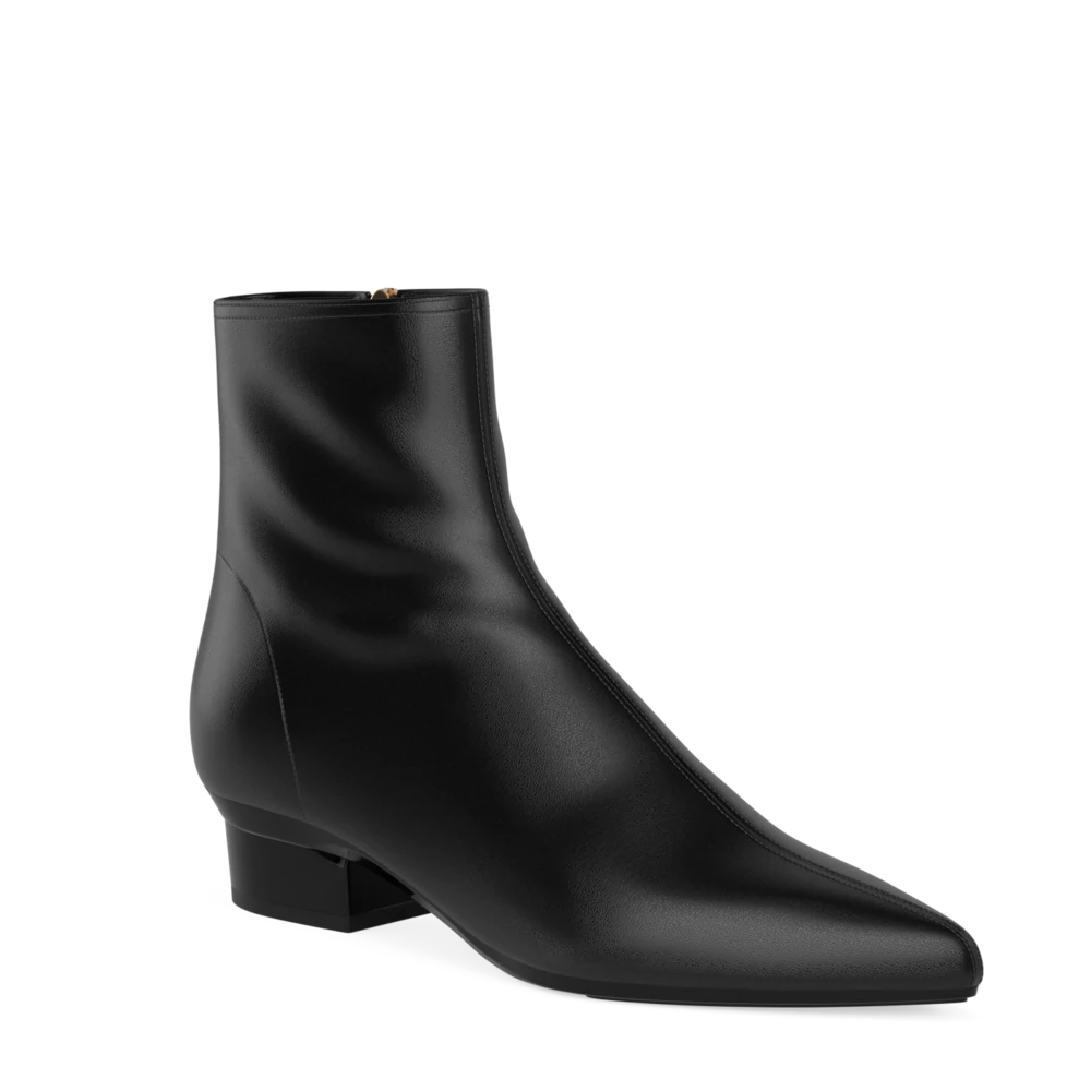 The Bootie - Coal Stretch Leather 3 Stiletto