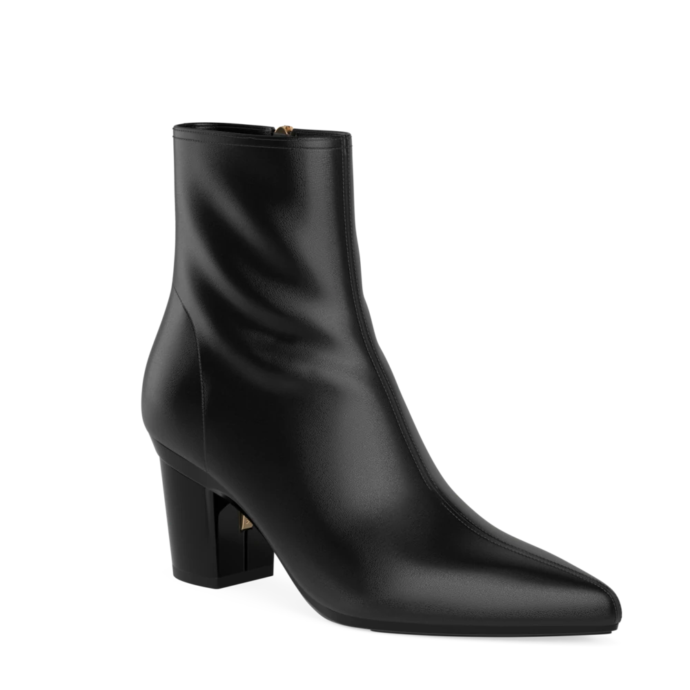 The Bootie - Coal Stretch Leather 3 Block