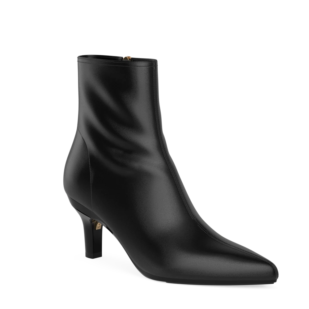 The Bootie - Coal Stretch Leather 3 Stiletto