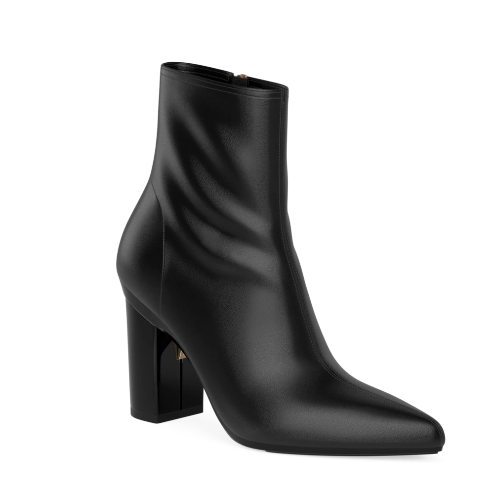 The Bootie - Coal Stretch Leather 4 Block