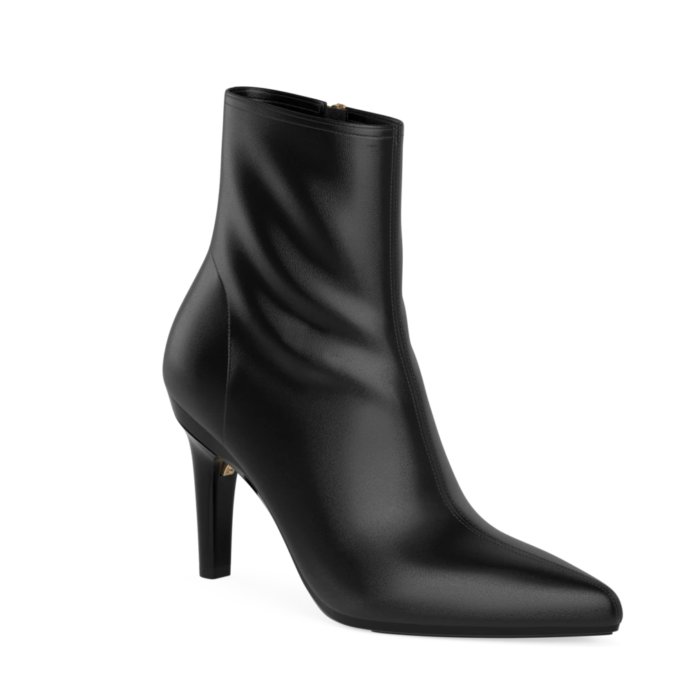 The Bootie - Coal Stretch Leather 4 Stiletto