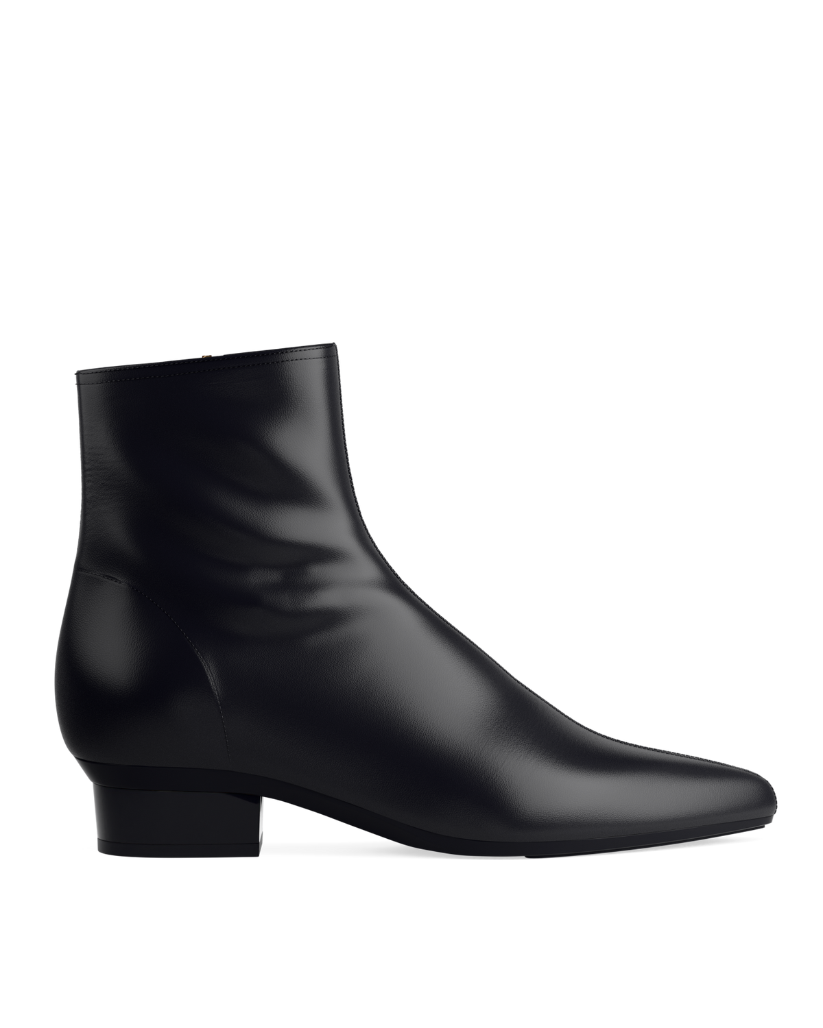 The Bootie - Coal Black Stretch Leather