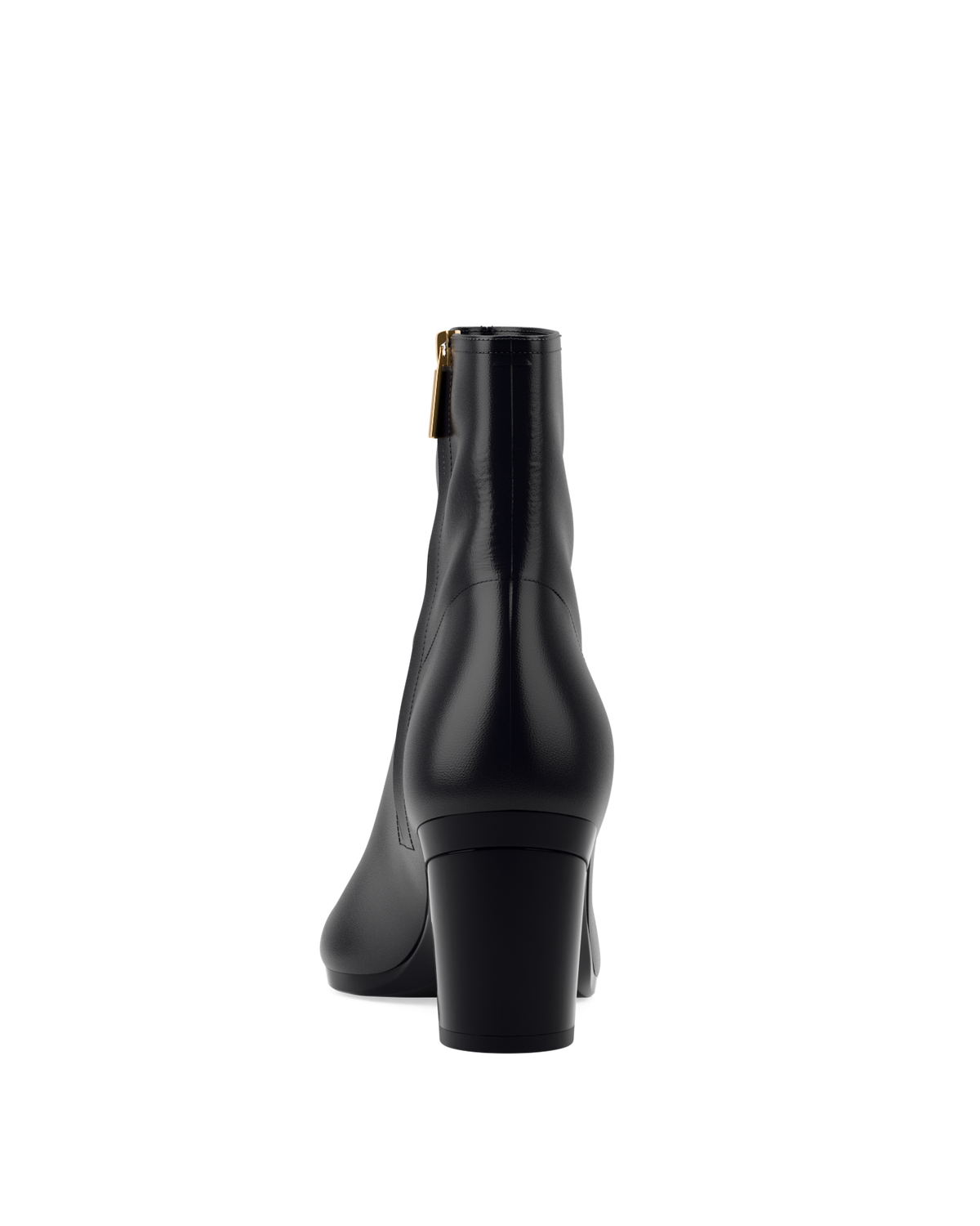 The Bootie - Coal Black Leather 3 Block