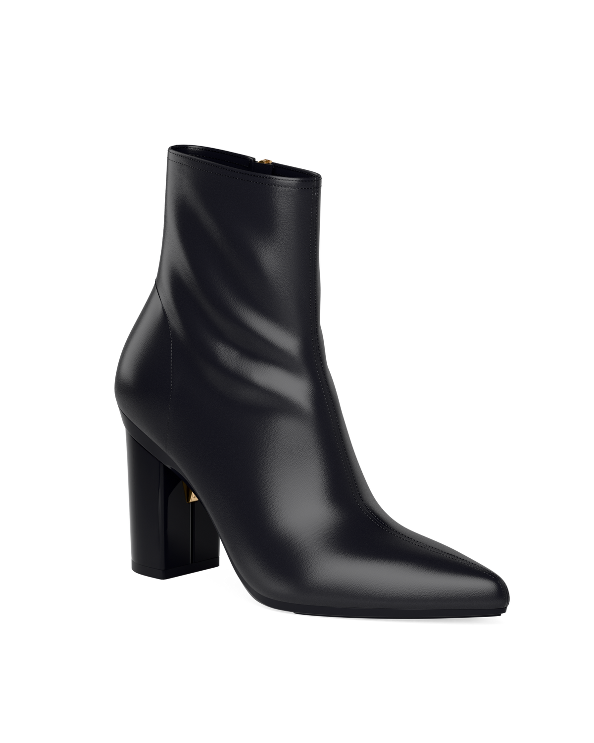 The Bootie - Coal Black Leather 4 Block