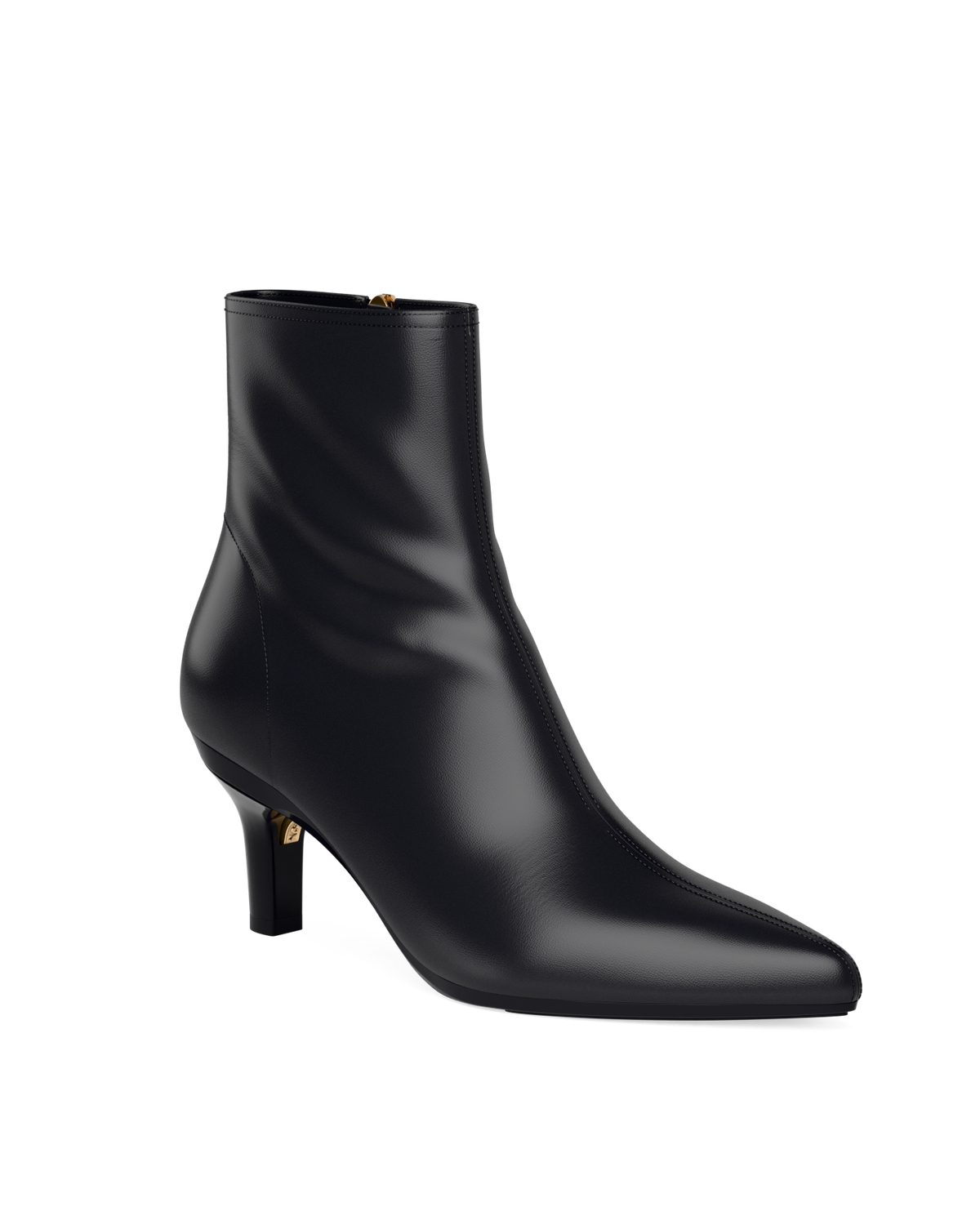 The Bootie - Coal Black Leather 3 Stiletto