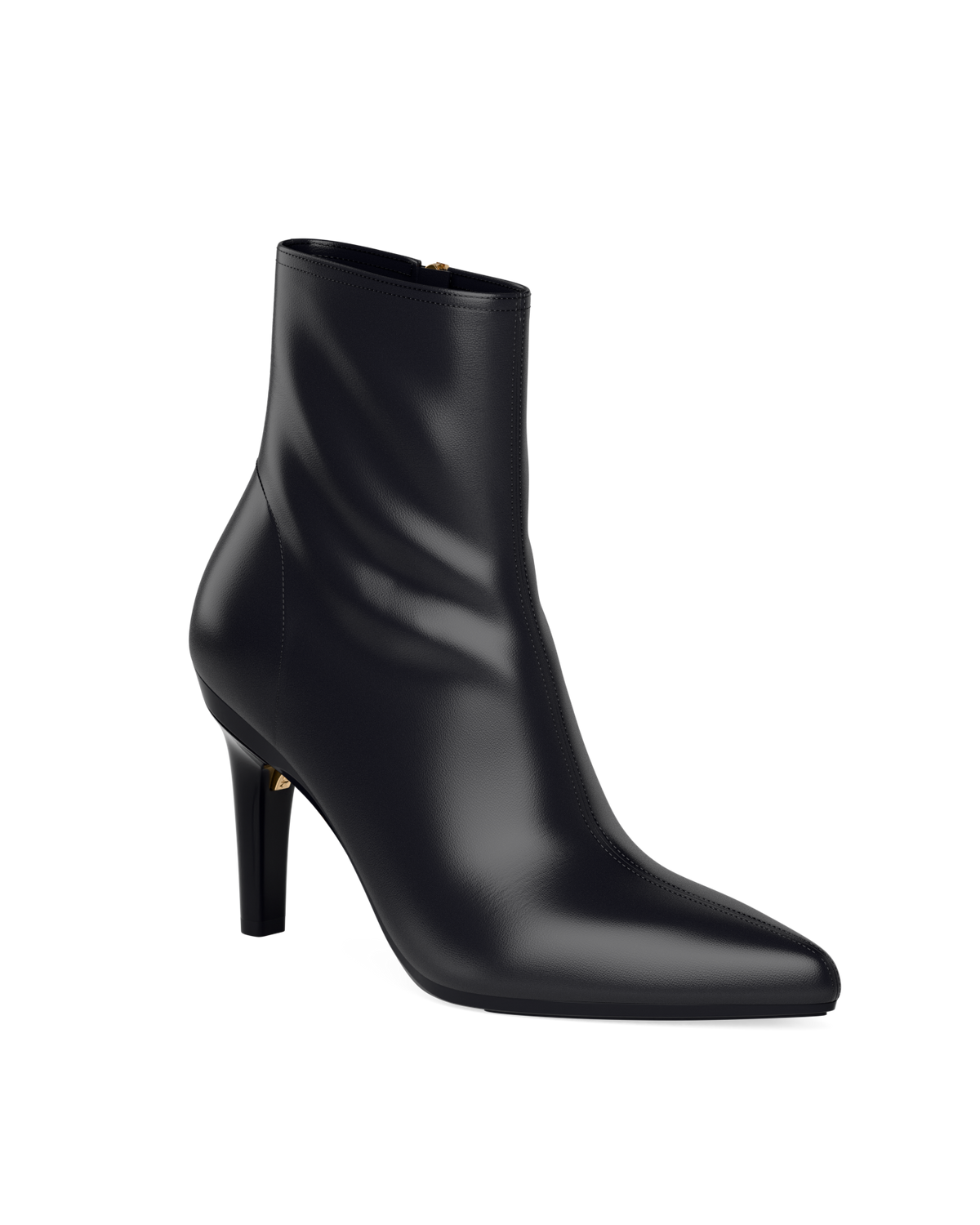 The Bootie - Coal Black Leather 4 Stiletto