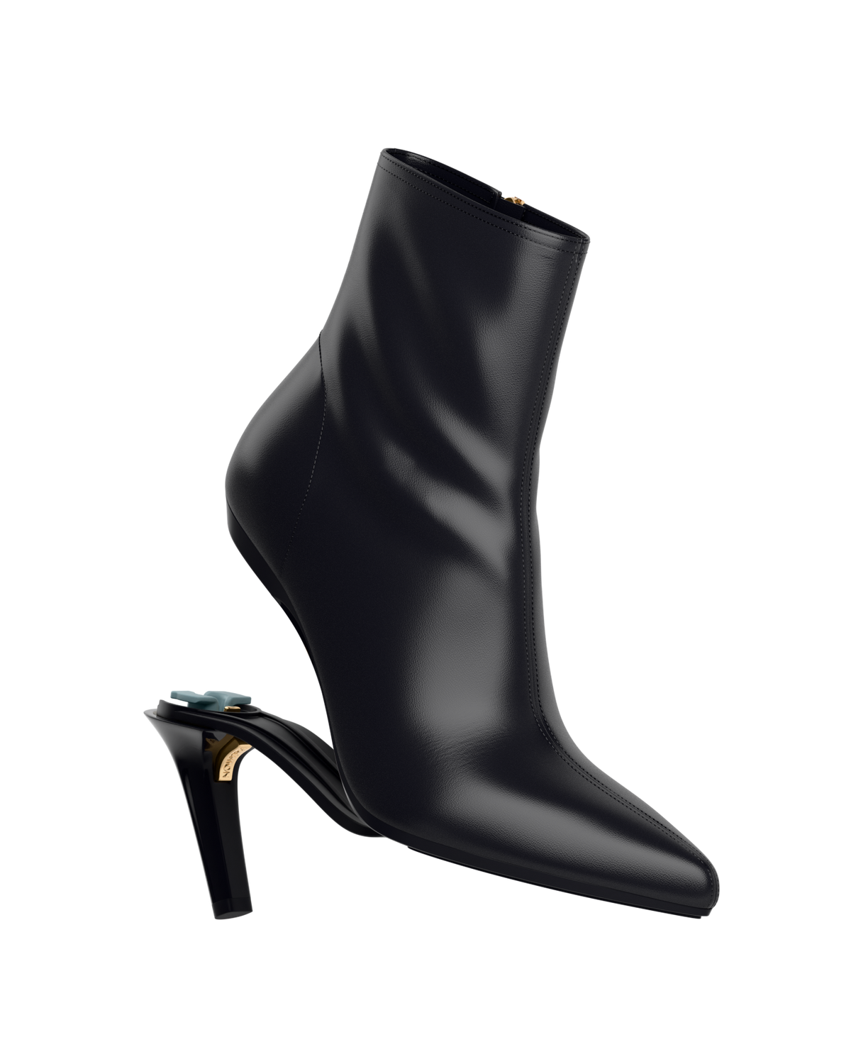 The Bootie - Coal Black Leather 4 Stiletto