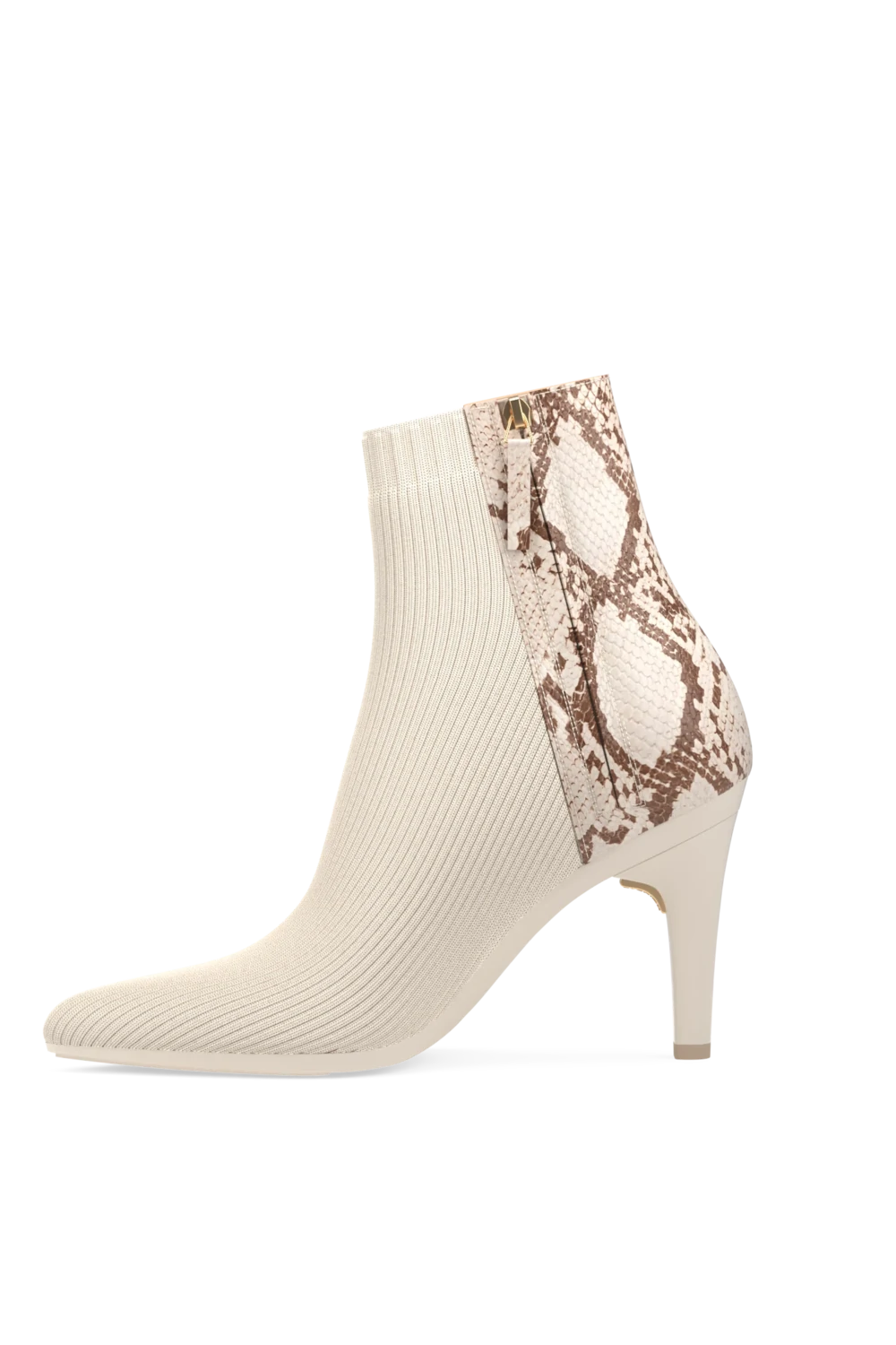 The Bootie - Ivory Snakeskin & Knit 4 Stiletto