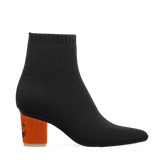 Block Heel Kit 3 Jack O' Lantern Rhinestone shown on the Bootie Coal Knit upper. Pashion convertible heels go from heel to flat and are customizable with interchangeable heel kits.