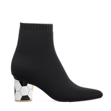 Cylinder Block Heel Kit 3 Soccer Ball shown on the Bootie Coal Knit upper. Pashion convertible heels go from heel to flat and are customizable with interchangeable heel kits.