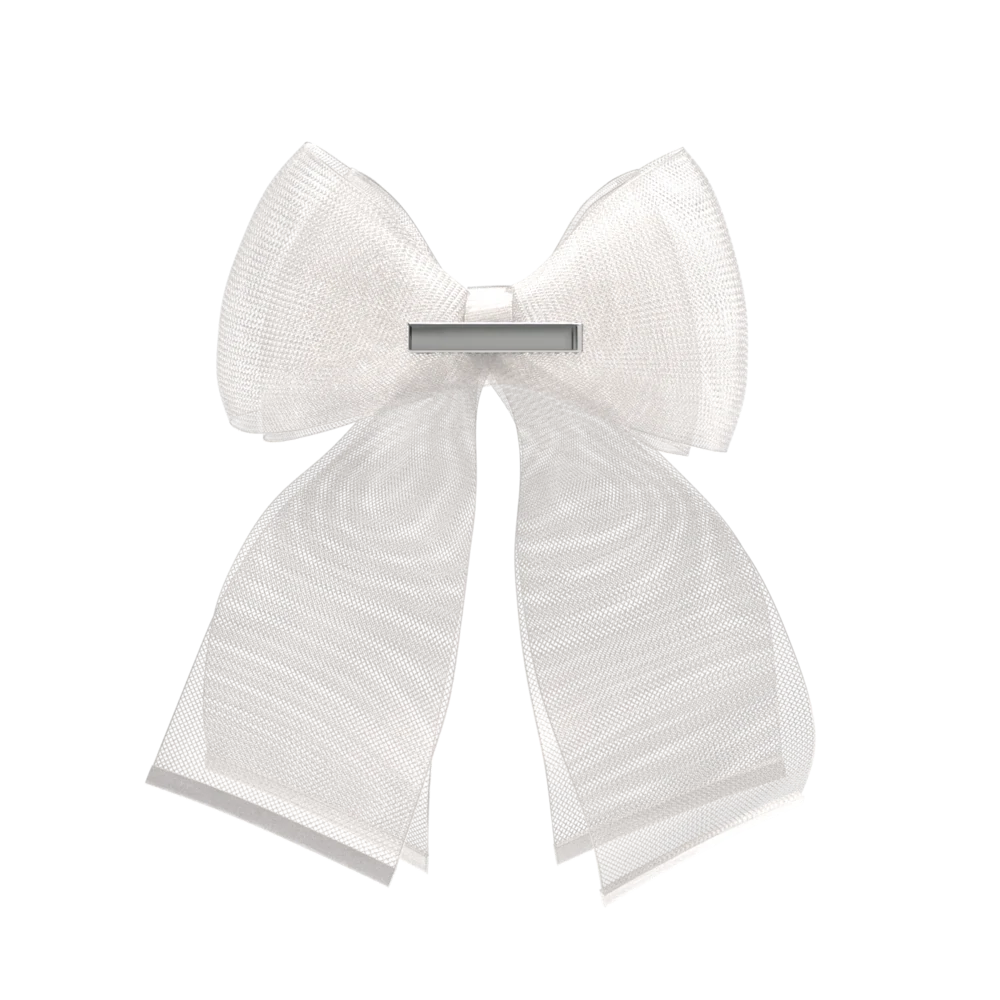 White Tulle Bow Clip