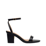 Brenna Sandal - Coal Black Leather + Block Heel Kit 3 Coal Black