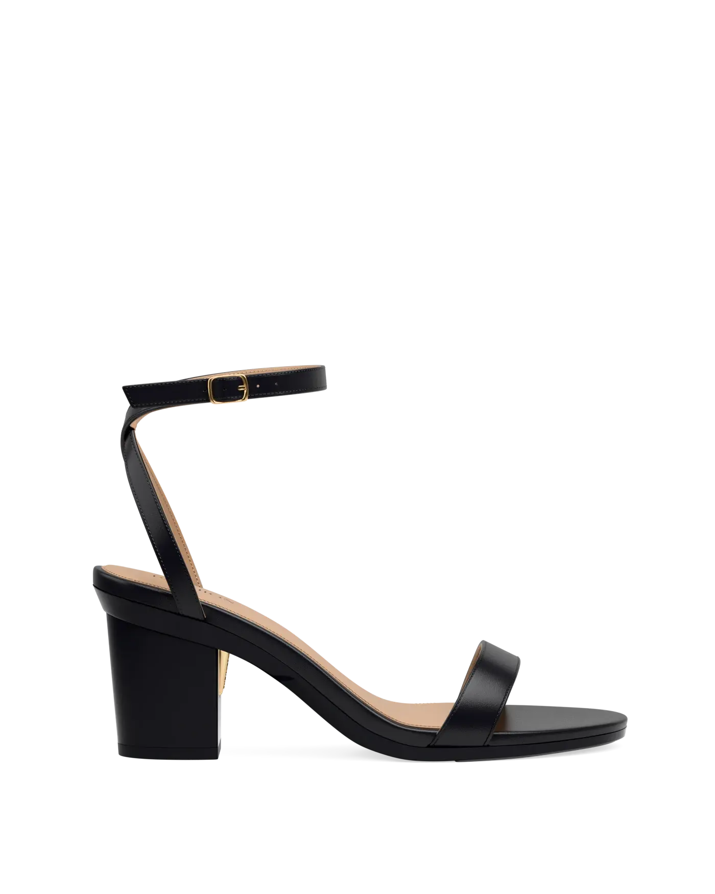 Brenna Sandal - Coal Black Leather + Block Heel Kit 3 Coal Black