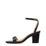 Brenna Sandal - Coal Black Leather + Block Heel Kit 3 Coal Black