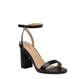Brenna Sandal - Coal Black Leather + Block Heel Kit 4 Coal Black