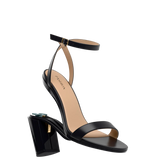 Brenna Sandal - Coal Black Leather + Block Heel Kit 4 Coal Black