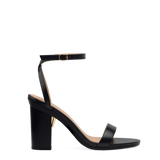 Brenna Sandal - Coal Black Leather + Block Heel Kit 4 Coal Black